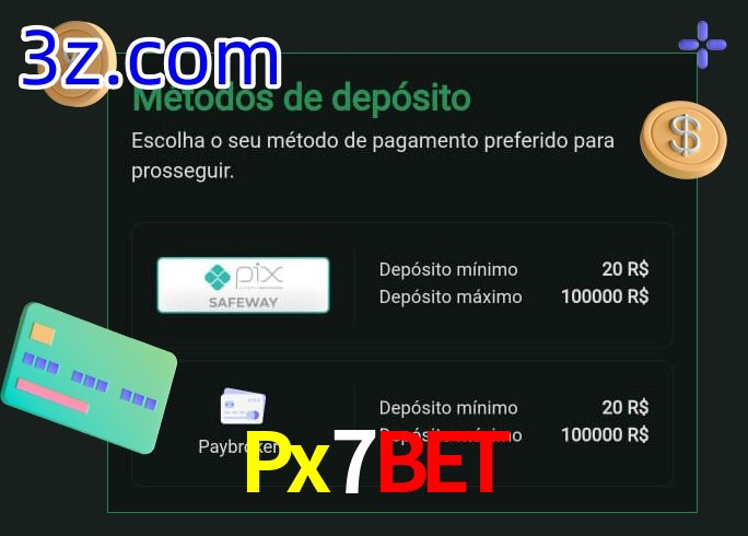 O cassino Px7Bet oferece uma grande variedade de métodos de pagamento